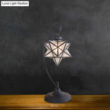Star Shaped Tiffany Nightstand Lamp With Twisted Arm - Clear/Silver Glass Night Lighting For Coffee