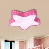 Starfish Led Flush - Mount Light Fixture With Hollow - Out Design For Kids Room - Pink/Light Blue