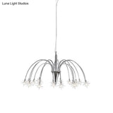 Starry Clear Glass Pendant Chandelier with 18 Heads - Modern Stylish Design and Chrome Arched Arm Chrome