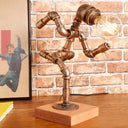 Steampunk-Inspired Bronze Table Lamp - Iron Runner Head Nightstand Light For Bedroom