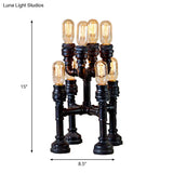 Steampunk Open Bulb Table Lamp - Multi Light Metallic Lighting In Black 8.5/14 Width Ideal For