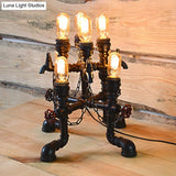 Steampunk Open Bulb Table Lamp - Multi Light Metallic Lighting In Black 8.5/14 Width Ideal For