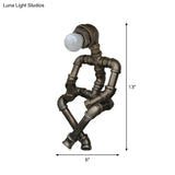 Steampunk Style Bronze Finish Iron Pipe Nightstand Lamp