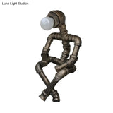 Steampunk Style Bronze Finish Iron Pipe Nightstand Lamp