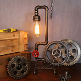 Steampunk Style Water Pipe Table Lamp Metal Antiqued Bronze Nightstand Light / Gooseneck