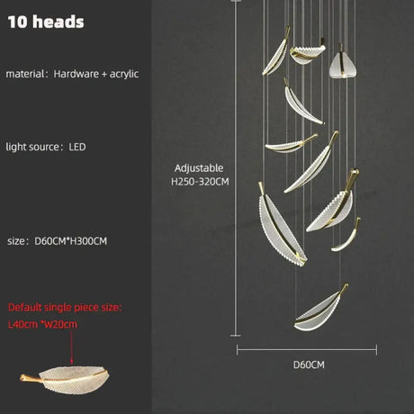 Stellana Leaf Cluster Chandelier 10 heads / white light