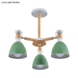 Study Room Ceiling Mount Light - Domed Metal Lamp With 3 Macaron Lights