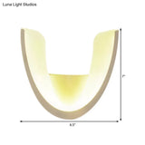 Study Room Led Wall Sconce - Modern Half-Oval Design Acrylic White Finish