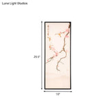 Stunning Asian Style Led Wall Mount Sconce With Black Bird And Peach Blossom Painting Fabric Shade