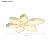 Stunning Crystal Flower Led Ceiling Light For Bedroom - Acrylic White Flushmount