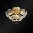 Stunning Crystal Flower Semi Mount Ceiling Light In Modern Gold Finish - Perfect For Bedrooms /