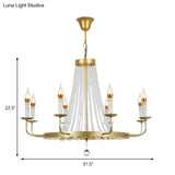Stunning Crystal Tassel Chandelier Pendant - 5/8/12 Lights Hangs From Ceiling Brass Finish