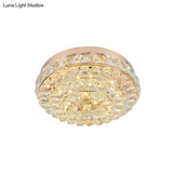 Stunning Gold Flush Mount Crystal Led Ceiling Light With Blossom Design In Warm/White