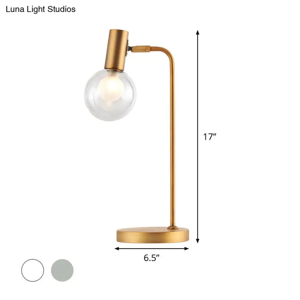 Stunning Gold Spherical Table Lamp With Smoke Gray/Clear Glass Shade - Perfect For Bedroom