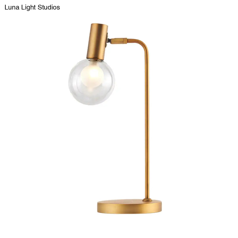 Stunning Gold Spherical Table Lamp With Smoke Gray/Clear Glass Shade - Perfect For Bedroom