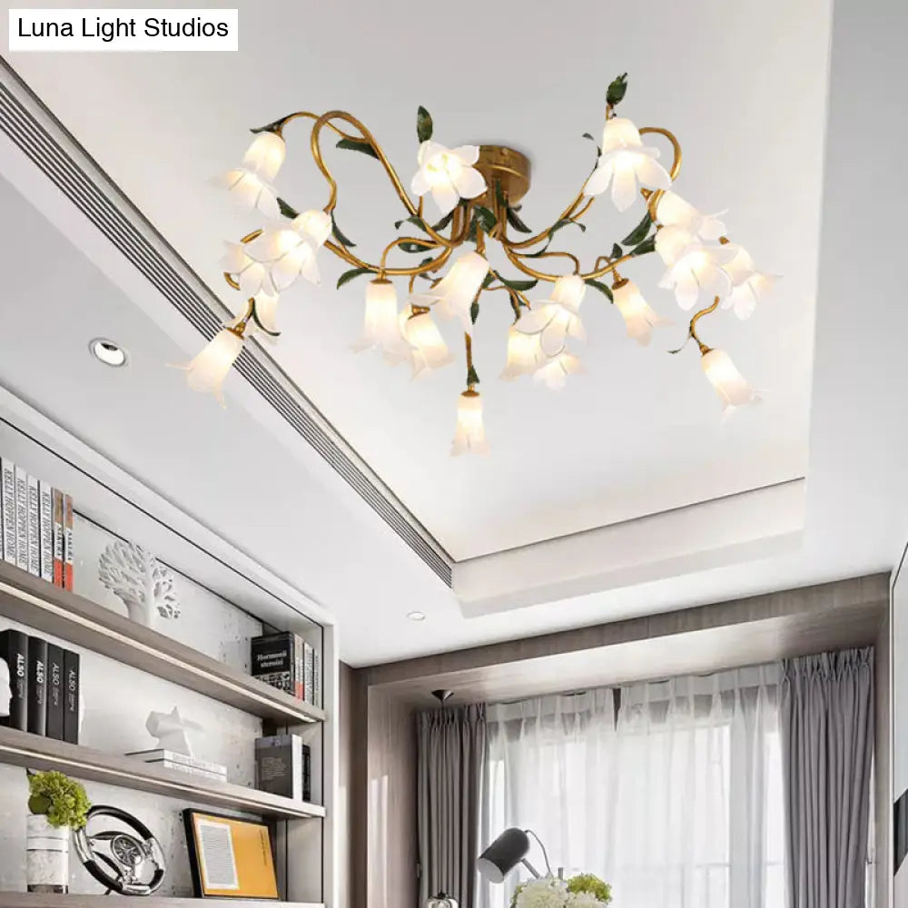 Stunning Starburst Ceiling Light Fixture - Rustic Brass Metal Led Flower Semi Flush Mount Lighting