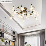 Stunning Starburst Ceiling Light Fixture - Rustic Brass Metal Led Flower Semi Flush Mount Lighting