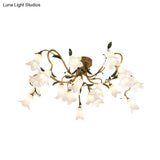 Stunning Starburst Ceiling Light Fixture - Rustic Brass Metal Led Flower Semi Flush Mount Lighting