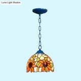 Stunning Tiffany Black/Blue Living Room Ceiling Light - Elegant Suspended Lighting Fixture With