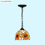 Stunning Tiffany Black/Blue Living Room Ceiling Light - Elegant Suspended Lighting Fixture With