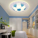 Stylish Acrylic Football Flush Ceiling Light For Study Room And Kitchen Sports Theme Blue