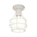 Stylish Antique Wire Guard Semi Mount Ceiling Light - 1 Head White/Gold Corridor White