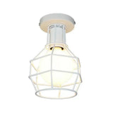 Stylish Antique Wire Guard Semi Mount Ceiling Light - 1 Head White/Gold Corridor White