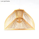 Stylish Asian 1-Light Bamboo Pendant Lamp For Dining Room Ceiling Fixture