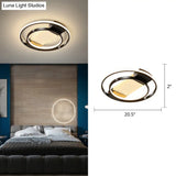 Stylish Bedroom Glow: Black Metallic Led Flush Mount Ceiling Light With A Simple Halo Design / 20.5