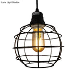 Stylish Black Metal Pendant Lamp With Global Shade - Perfect For Nautical Themes & Balcony Lighting