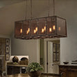 Stylish Black Pendant Lamp With Rectangle Wire Net Metal Shade For Farmhouse Dining Room And Island