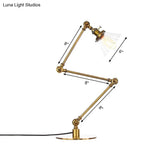 Stylish Cone Clear/Amber Glass Table Lamp - 1 Light Black/Brass Lighting For Study Room
