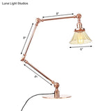 Stylish Cone Clear/Amber Glass Table Lamp - 1 Light Black/Brass Lighting For Study Room