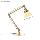 Stylish Cone Clear/Amber Glass Table Lamp - 1 Light Black/Brass Lighting For Study Room