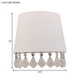 Stylish Crystal White Wall Lamp For Bedside - Modern Half-Drum Light