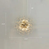 Stylish Dandelion Chandelier With Clear Crystal Beads - Modern Led Ceiling Light For Bedroom Brass