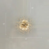Stylish Dandelion Chandelier With Clear Crystal Beads - Modern Led Ceiling Light For Bedroom Brass