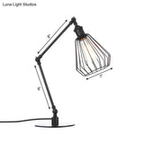 Stylish Diamond Cage Bedroom Table Lamp - Adjustable Metallic Farmhouse Lighting In Black/Brass