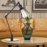 Stylish Diamond Cage Bedroom Table Lamp - Adjustable Metallic Farmhouse Lighting In Black/Brass