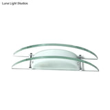 Stylish Dual Arc Sconce Light With Clear Glass Shade - Bedside Wall Mount Lamp