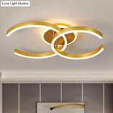 Stylish Dual C Hotel Ceiling Light - Modern 20.5/23 Inch Wide Led Flush Mount In Gold Warm/White