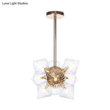 Stylish Farmhouse Chandelier Lamp: Diamond Amber/Clear Glass 9/12 Heads Copper/Gold Finish