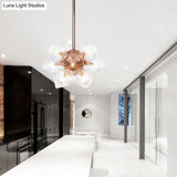 Stylish Farmhouse Chandelier Lamp: Diamond Amber/Clear Glass 9/12 Heads Copper/Gold Finish