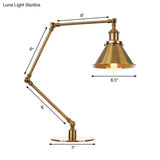 Stylish Flared Table Lamp - Industrial Metallic Accent With 1 Light For Dining Room Gold 8+8/8+8+8