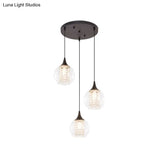 Stylish Globe Multi Ceiling Light With Clear Glass 3 Bulbs Black Finish - Modern Dining Room