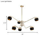 Stylish Globe Shade Chandelier Pendant Light Metal 6/8/12 Heads Black Perfect For Bedroom Lighting