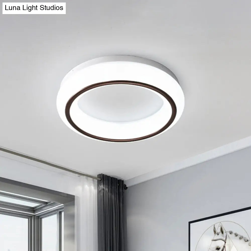 Stylish Hoop Acrylic Led Ceiling Lamp In Black & White For Bedroom