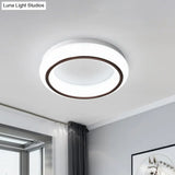 Stylish Hoop Acrylic Led Ceiling Lamp In Black & White For Bedroom