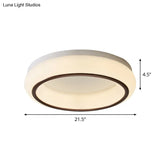 Stylish Hoop Acrylic Led Ceiling Lamp In Black & White For Bedroom