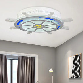 Stylish Led Bedroom Flush Light Fixture - Cartoon Blue/Pink Flushmount Lighting With Rudder Acrylic